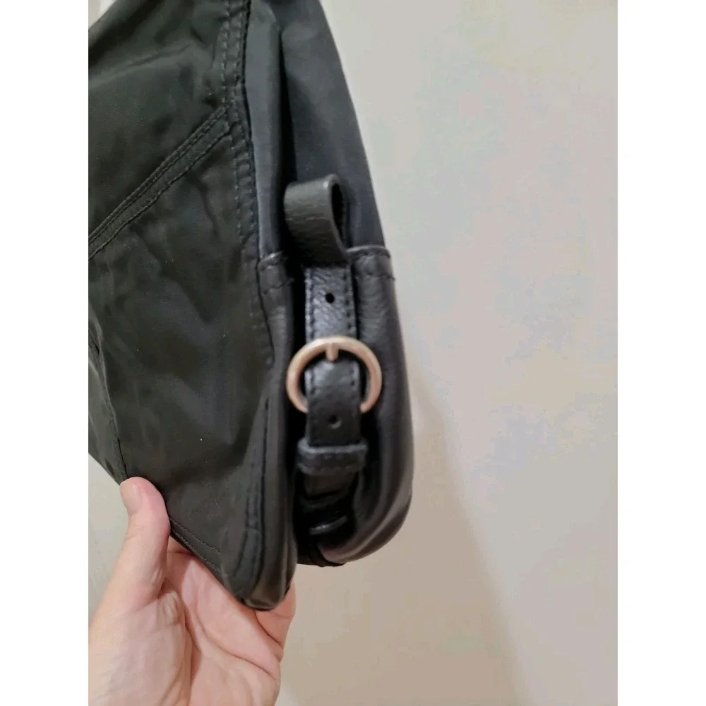 Prada Tessuto Nylon Leather Trim Hand Bag Black Dual Zip Pockets Authentic